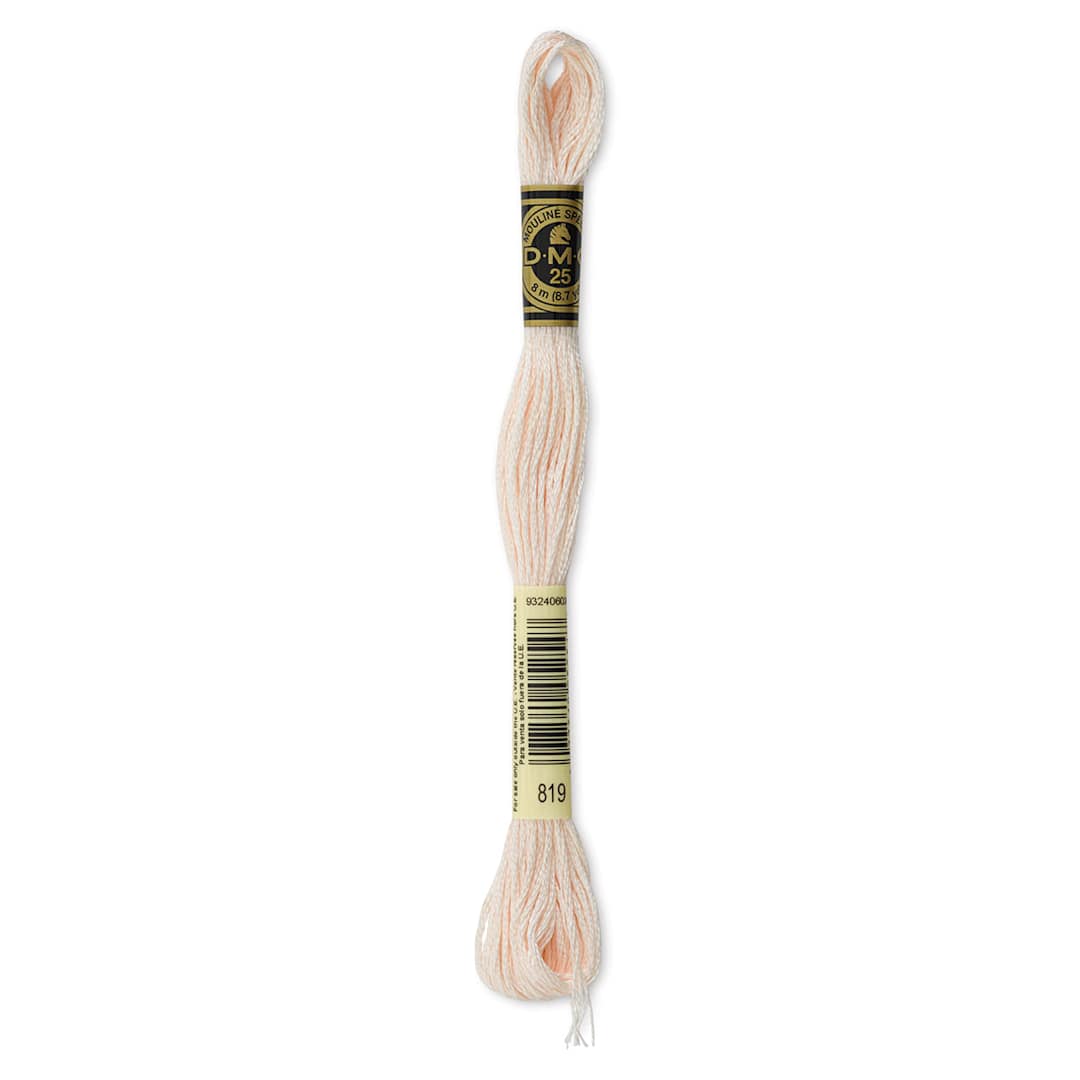 Open in modal - DMC Cotton Embroidery Floss - Light Baby Pink, 8-3/4 yards (Front of label)