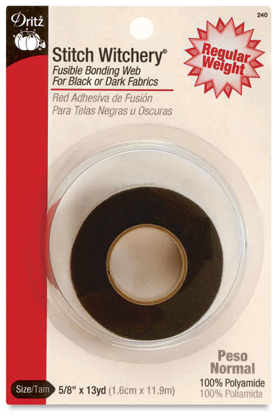Open in modal - Dritz Stitch Witchery - Front of package of Regular Bonding Web for dark colored fabrics
