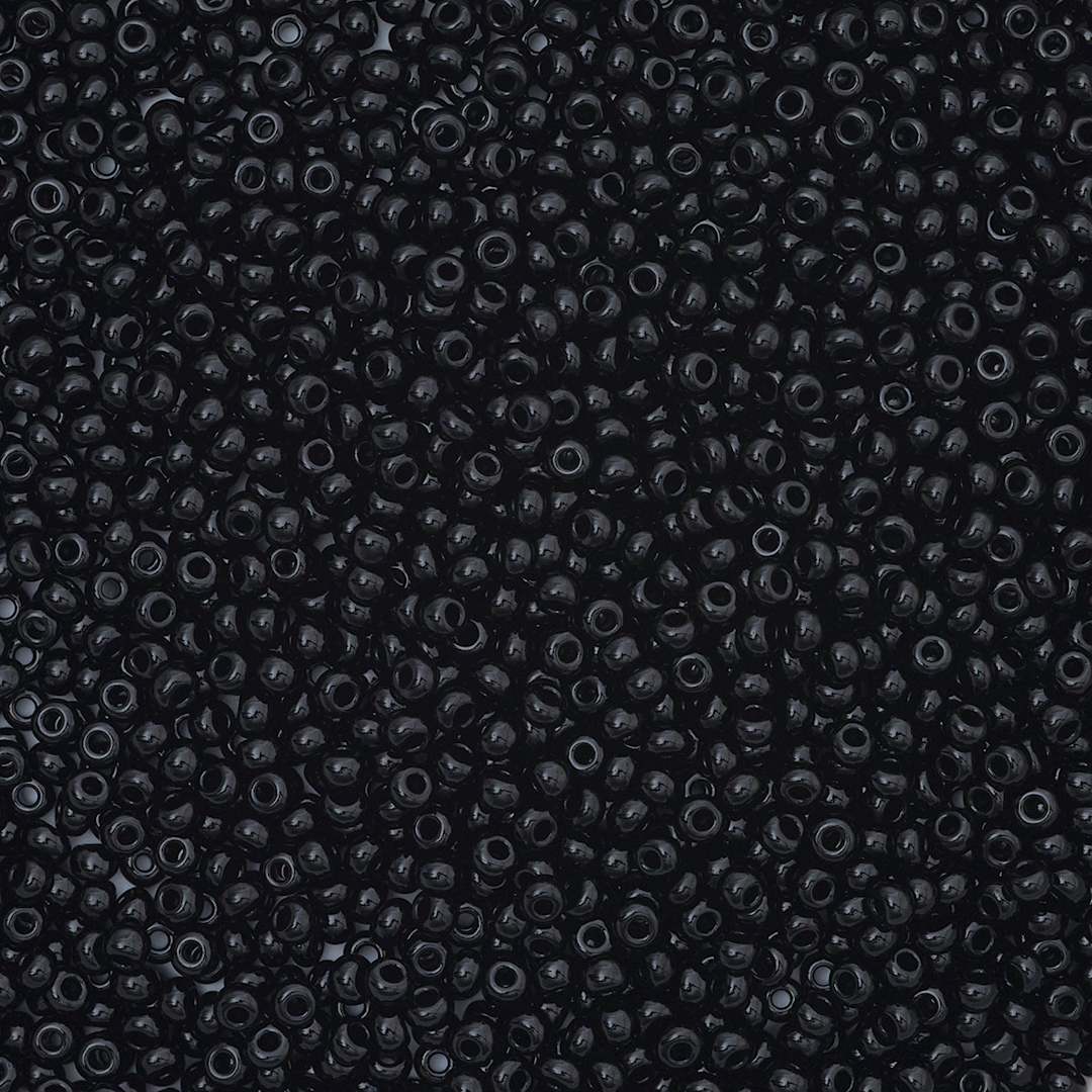 Open in modal - John Bead Czech Glass Seed Beads - Black, 10/0, 22 g Vial close up