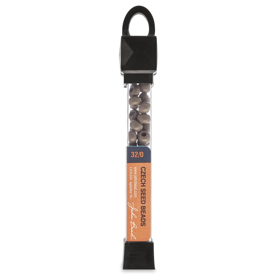 Open in modal - John Bead Czech Seed Beads - Gray, Opaque, 32/0, 19 g vial