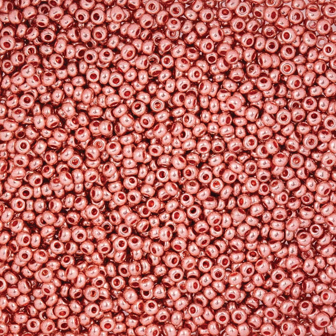 Open in modal - John Bead Czech Glass Seed Beads - Metallic Pink Solgel, 10/0, 22 g Vial close up