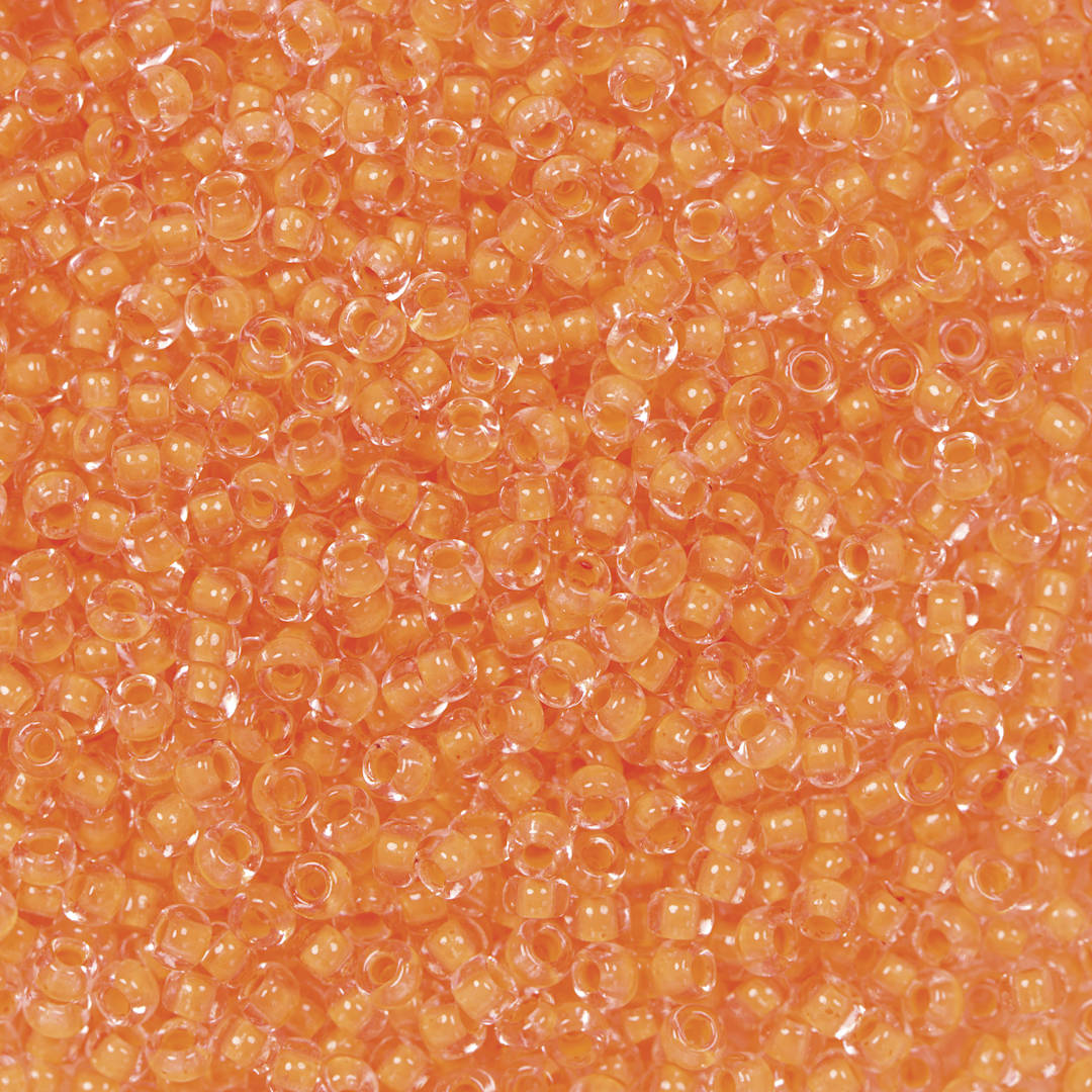 Open in modal - John Bead Czech Glass Seed Beads - Neon Orange, Color Lined, 10/0, 22 g Vial close up