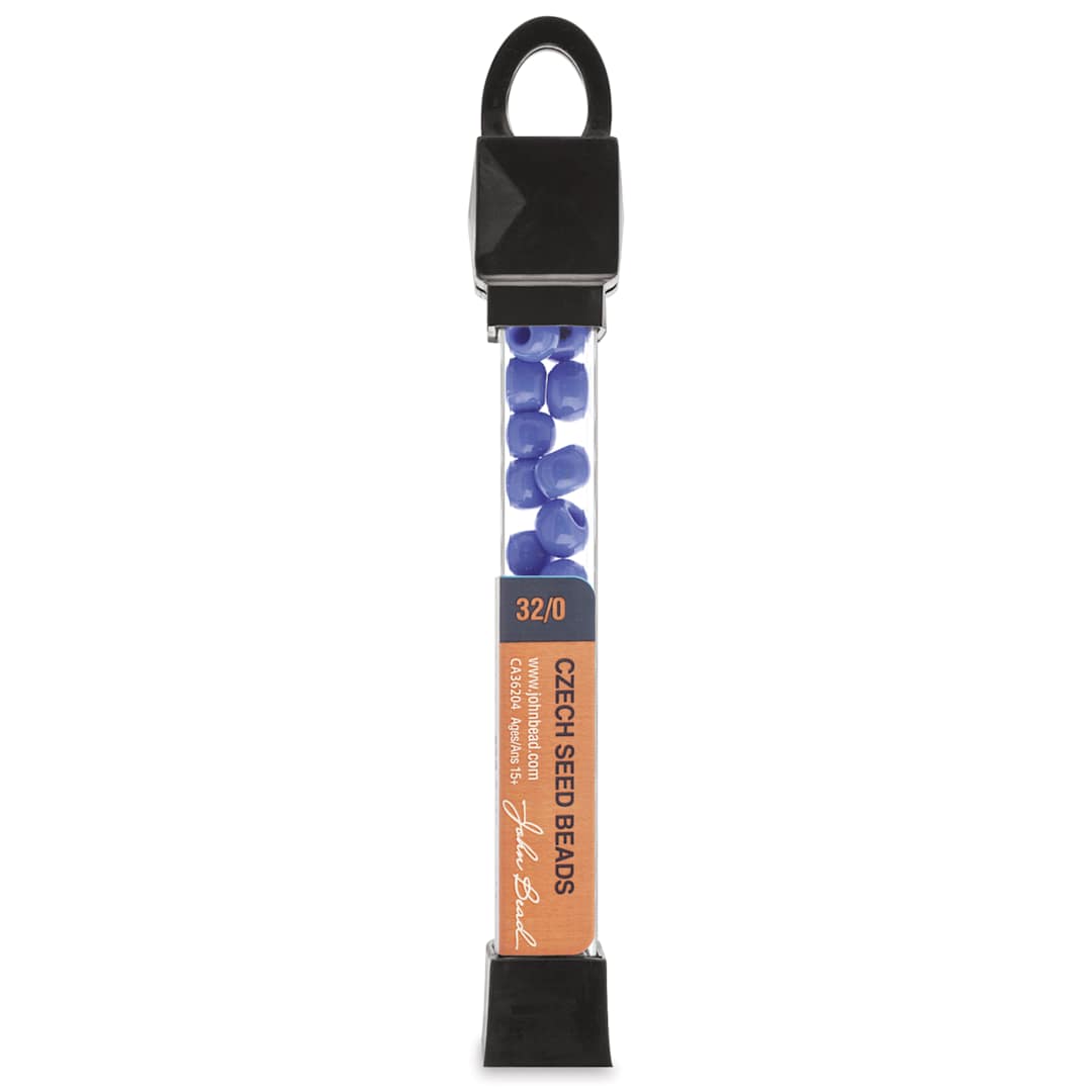 Open in modal - John Bead Czech Seed Beads - Light Royal Blue, Transparent, 32/0, 19 g vial