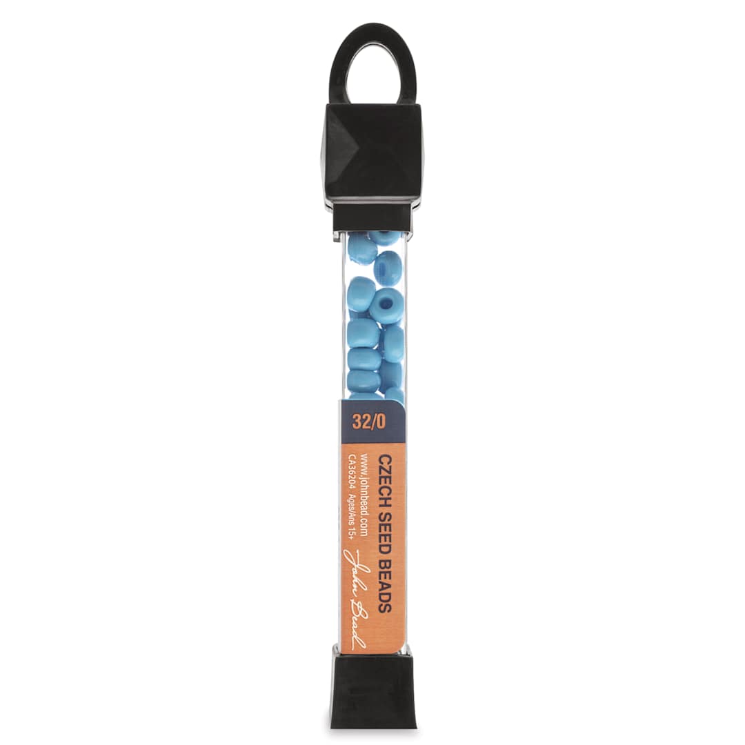 Open in modal - John Bead Czech Seed Beads - Turquoise Blue, Opaque, 32/0, 19 g vial