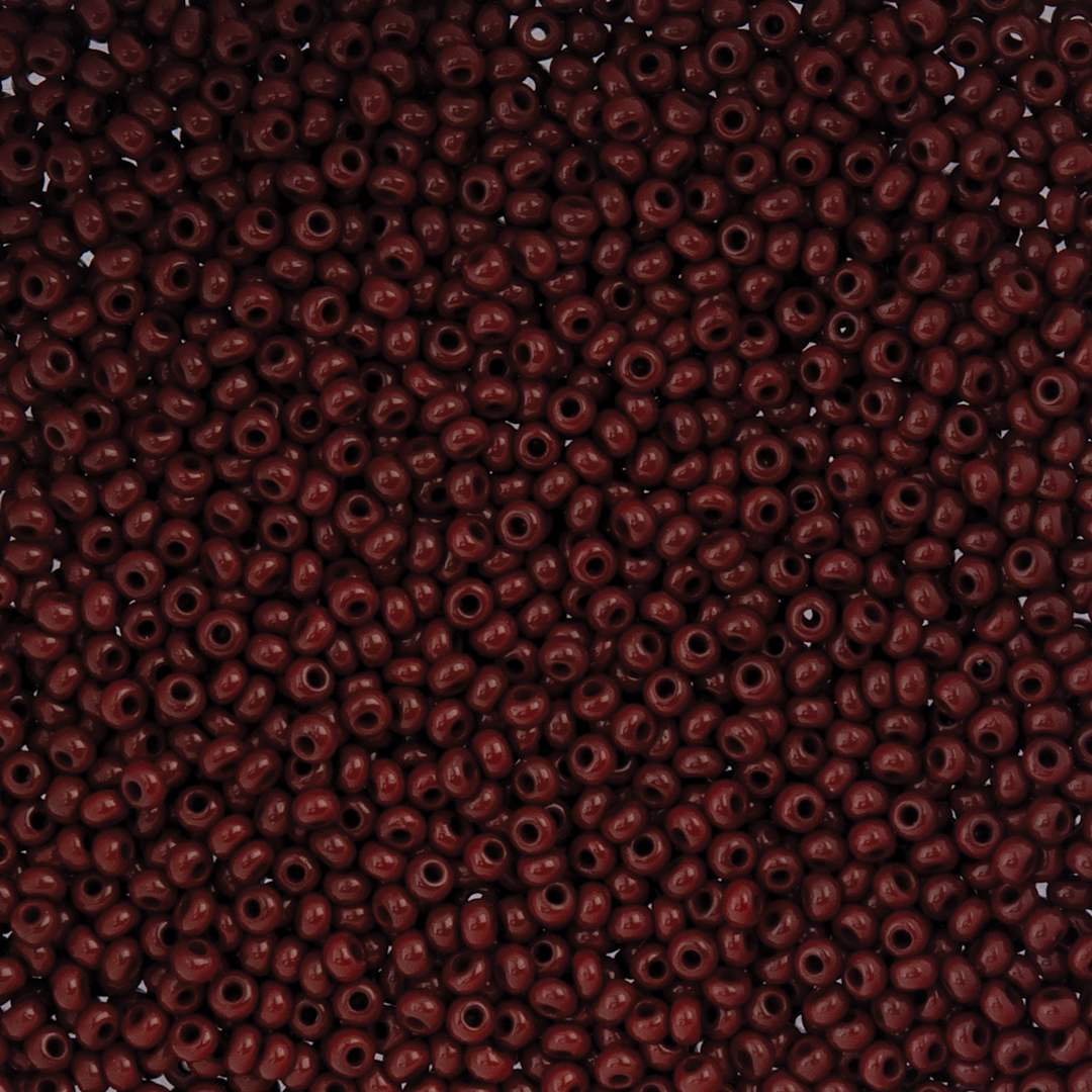 Open in modal - John Bead Czech Glass Seed Beads - Opaque Medium Brown, 10/0, 22 g Vial close up