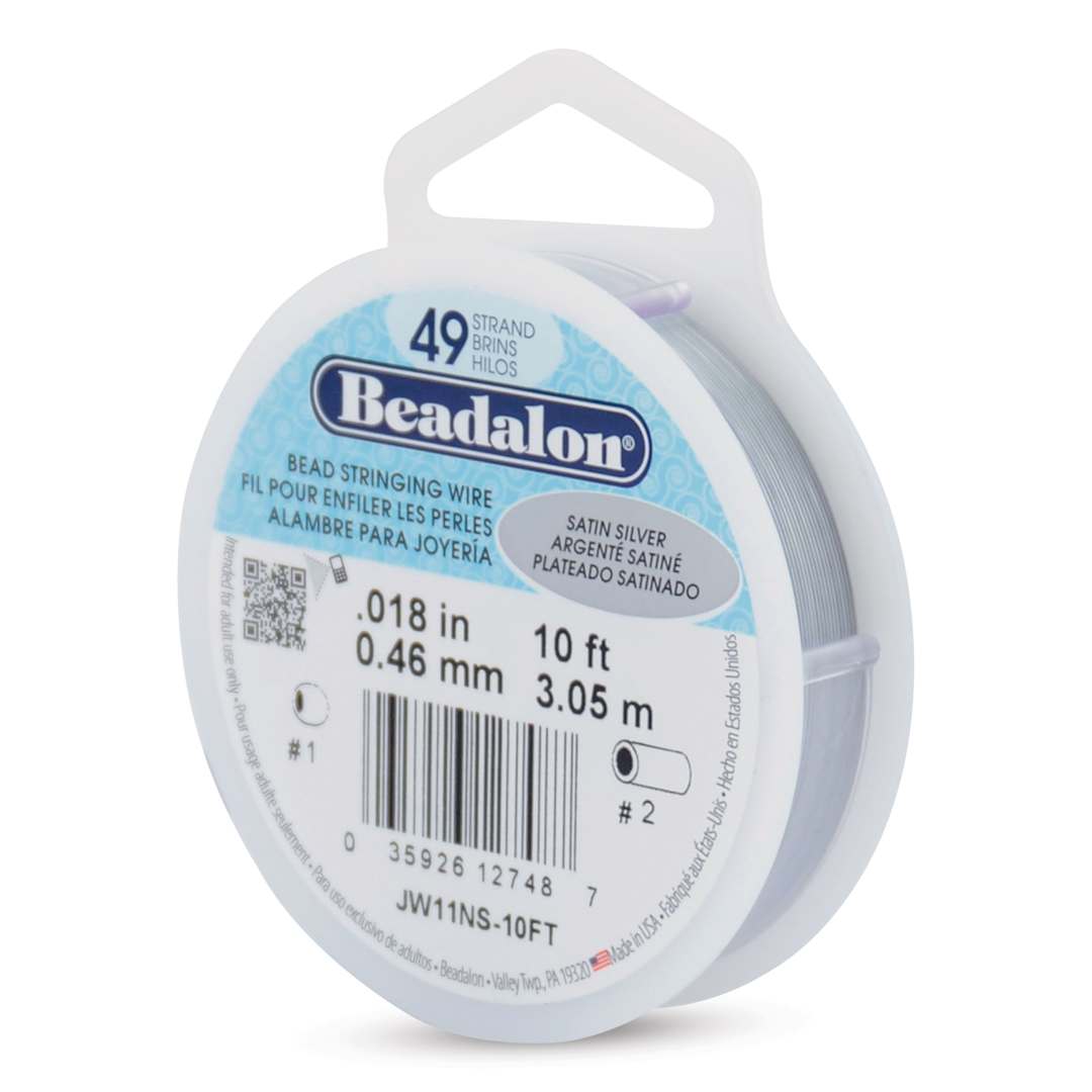 Open in modal - Beadalon 49 Strand Bead Stringing Wire - Satin Silver, 0.018" x 10 ft