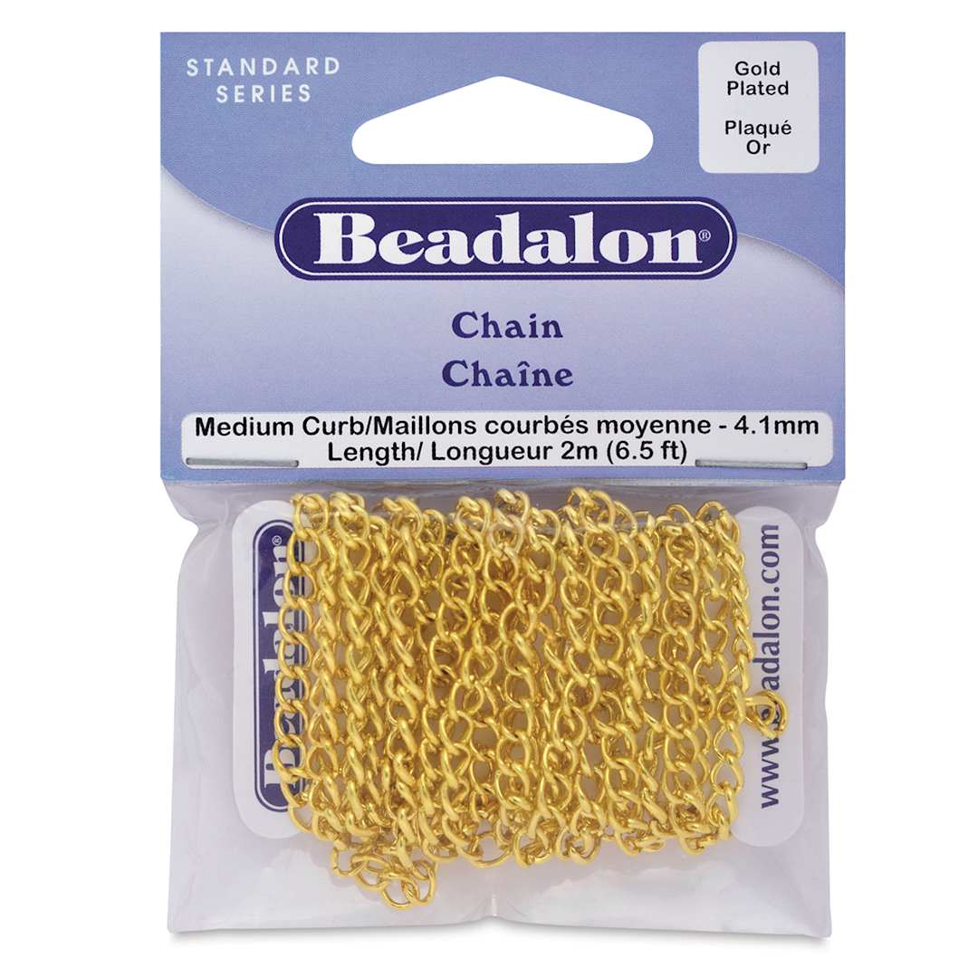 Open in modal - Beadalon Jewelry Chain - Front of Gold Small Curb chain package