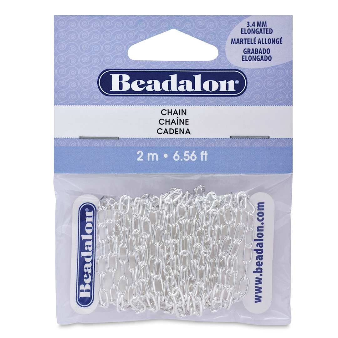 Open in modal - Beadalon Jewelry Chain - Front of Silver Elongated Chain package
