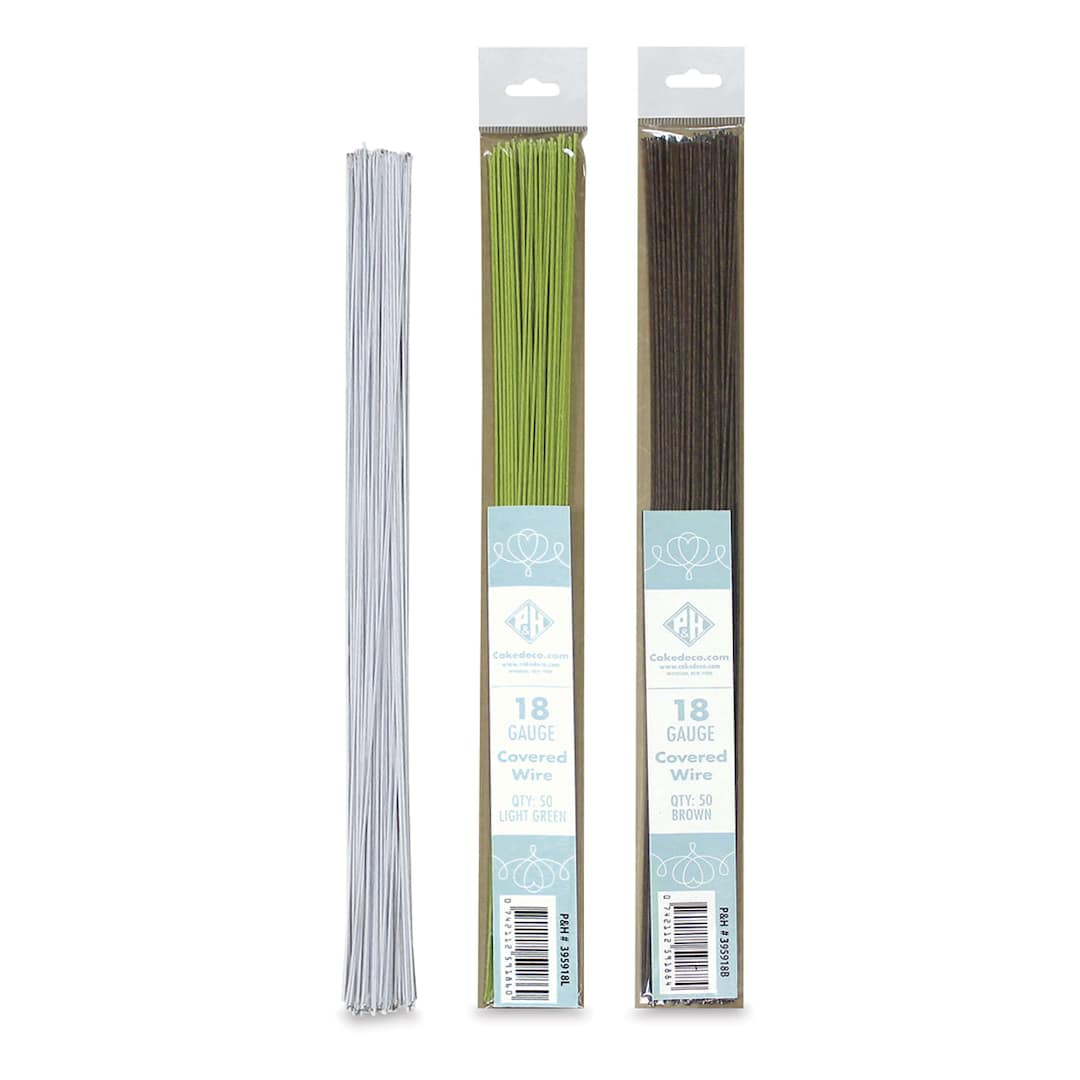 Open in modal - Floral Wire - White wires and Green and Brown packages shown upright