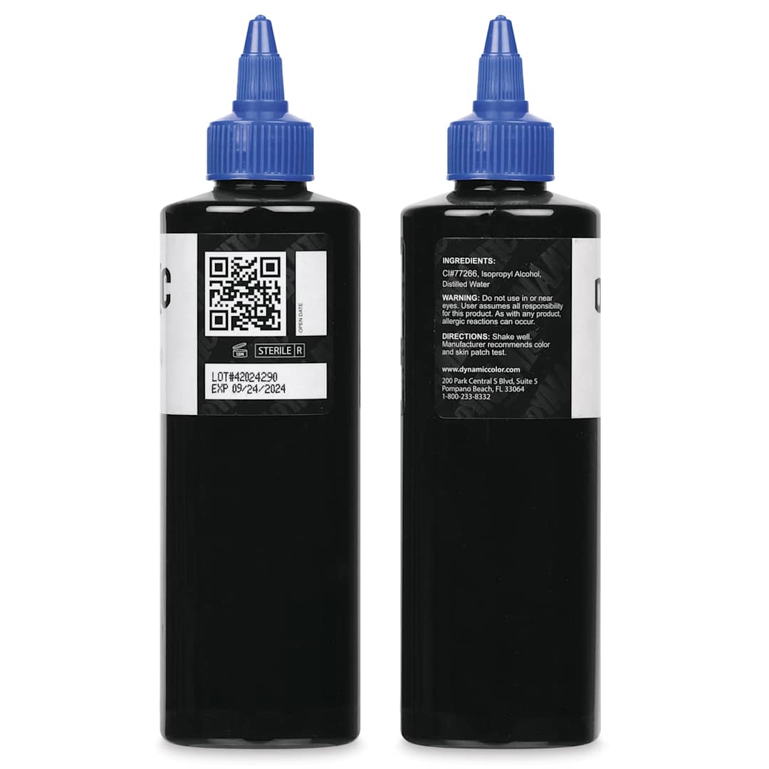 Open in modal - Dynamic Color Tattoo Ink - Triple Black, 8 oz bottle, sides of bottle