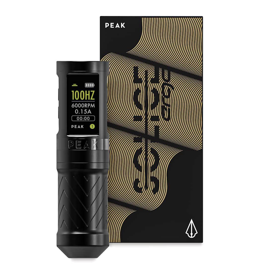 Open in modal - Peak Solice Ergo Wireless Tattoo Machine, assembled machine of of packaging