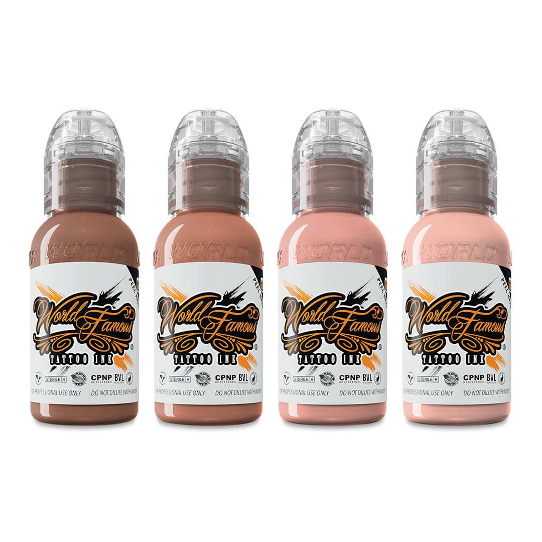 Open in modal - World Famous Tattoo Inks and Sets - Set of 4, Maks Kornev's Pink Skintone, 1 oz bottles