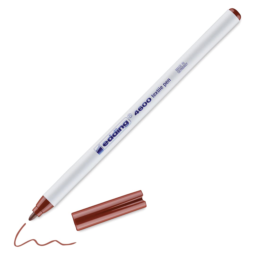 Open in modal - Edding 4600 Textile Pen - Brown, cap off
