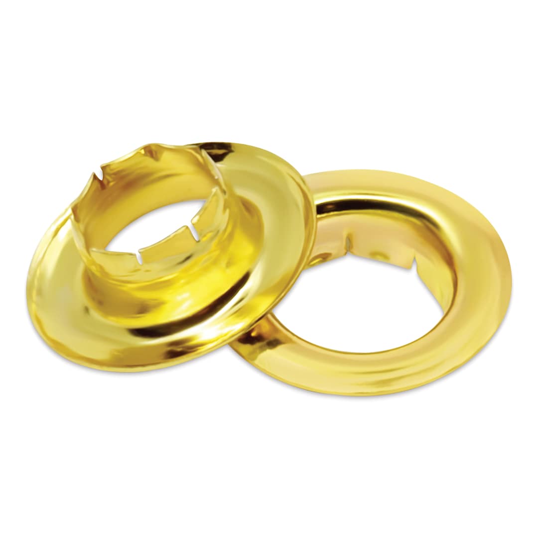 Open in modal - Dritz Eyelets - One Large, Brass eyelet laid out of the packaging