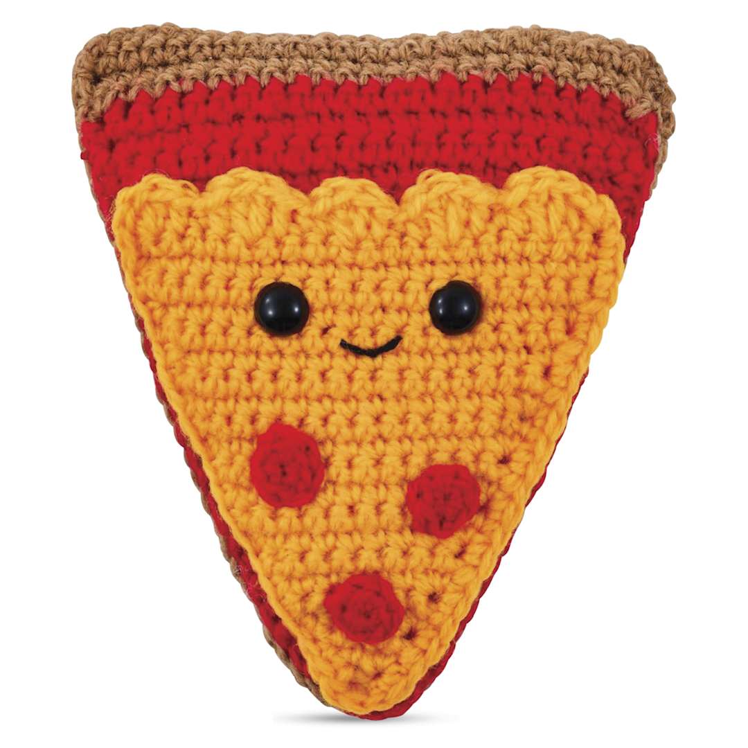 Open in modal - Bucilla Acrylic Yarn Amigurumi Crochet Kit - Pete the Pizza, 4.5" x 5" x 1.5" - finished