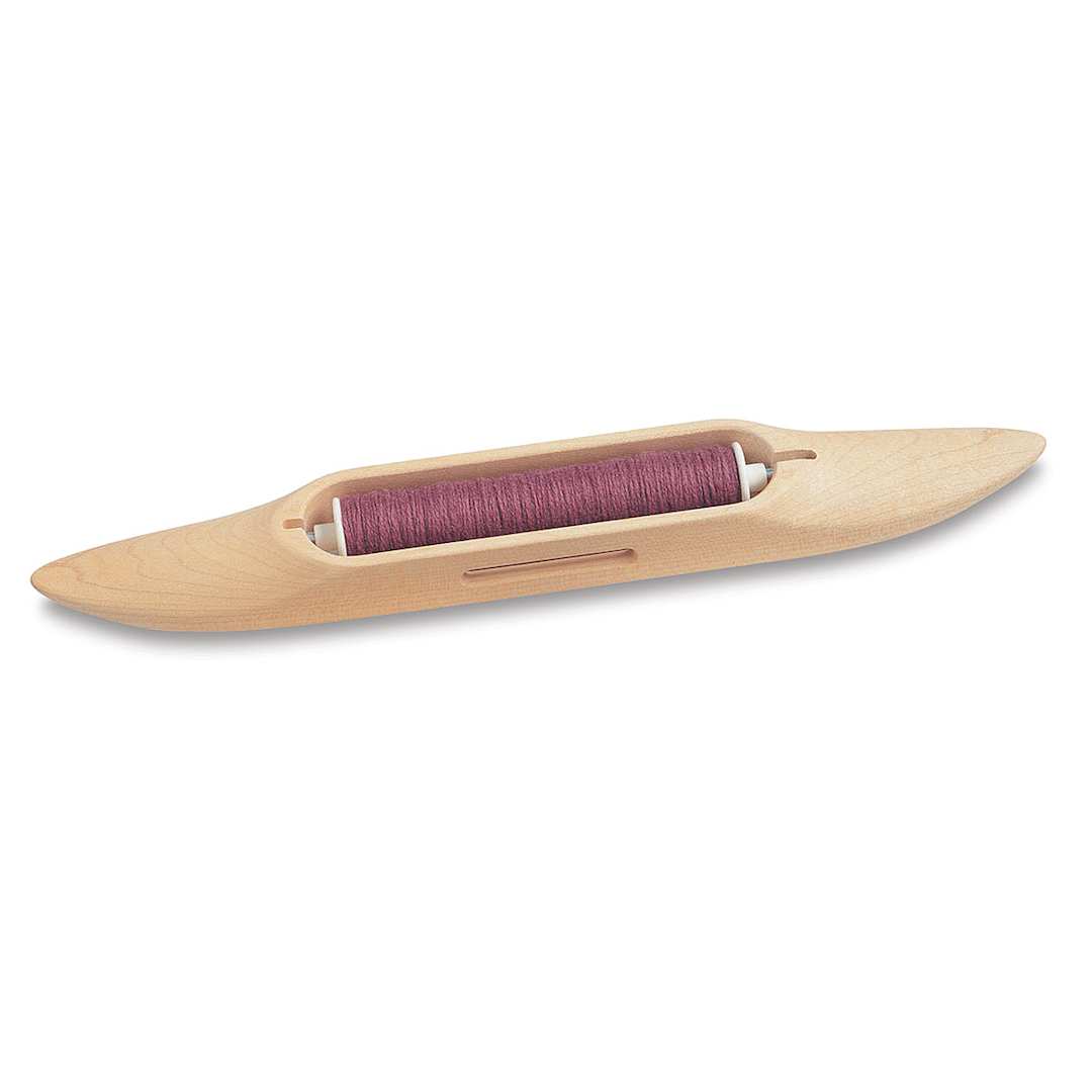 Open in modal - Schacht Open Bottom Boat Shuttle - 11" - Top view of shuttle with bobbin inserted 

