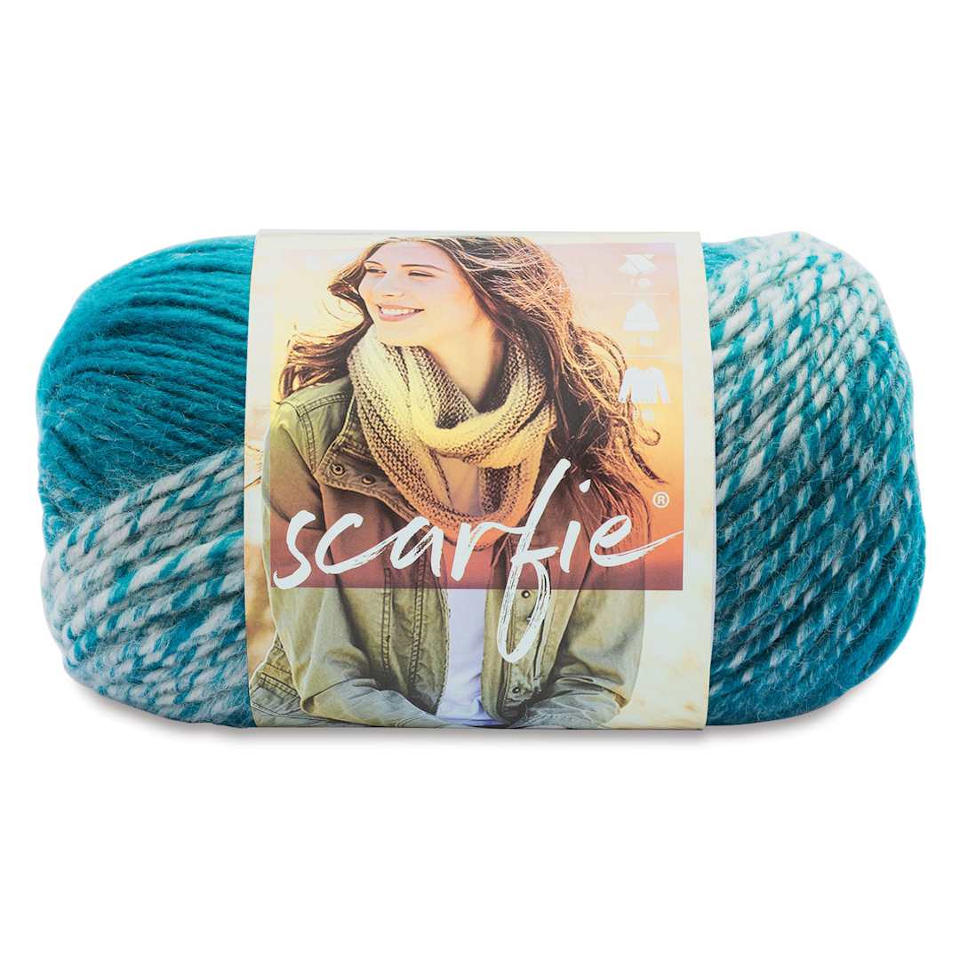 Open in modal - Lion Brand Scarfie Yarn - Cream/Teal, 312 yds