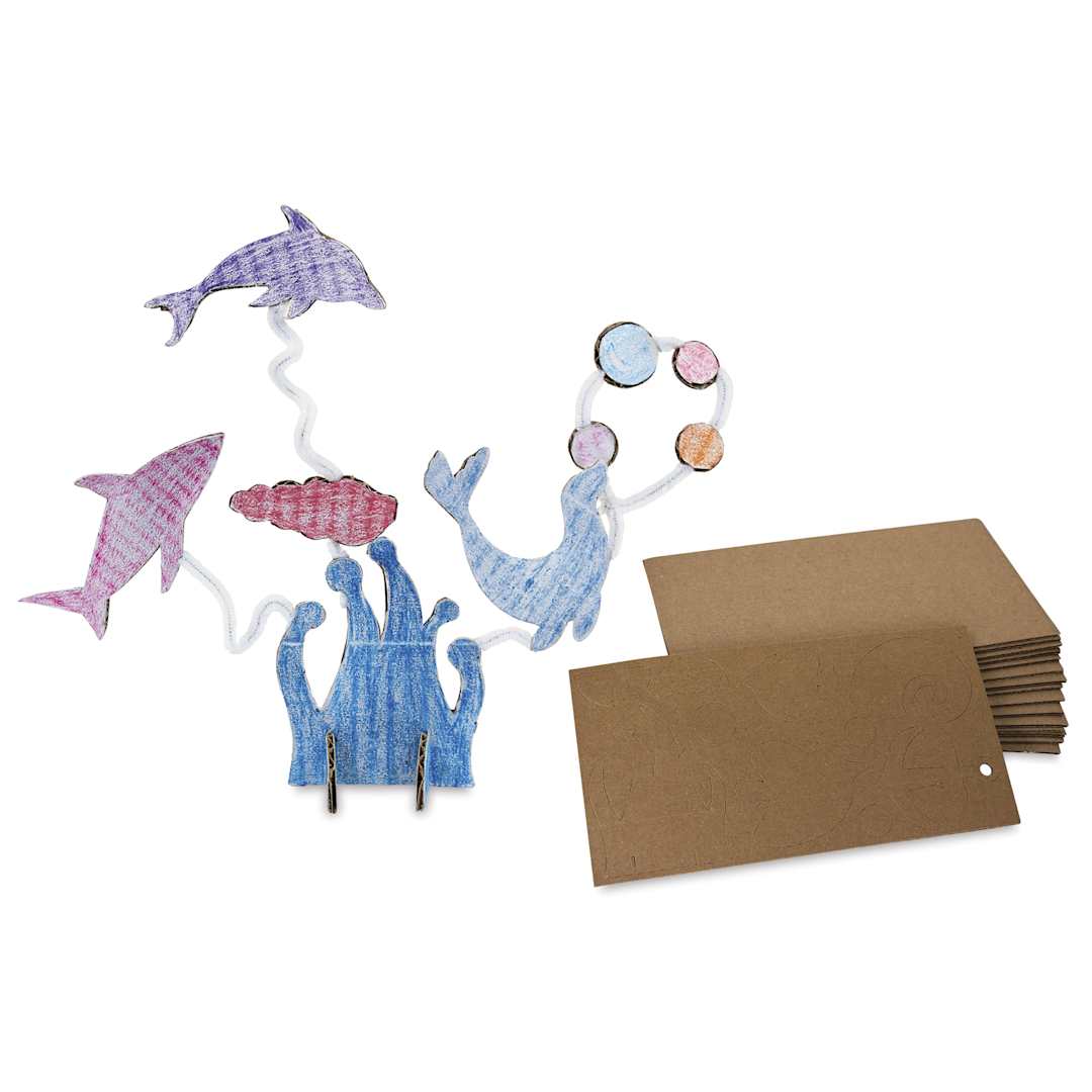Open in modal - Roylco Sea Life Sculpture Pack - finished example next to cardboard rectangles