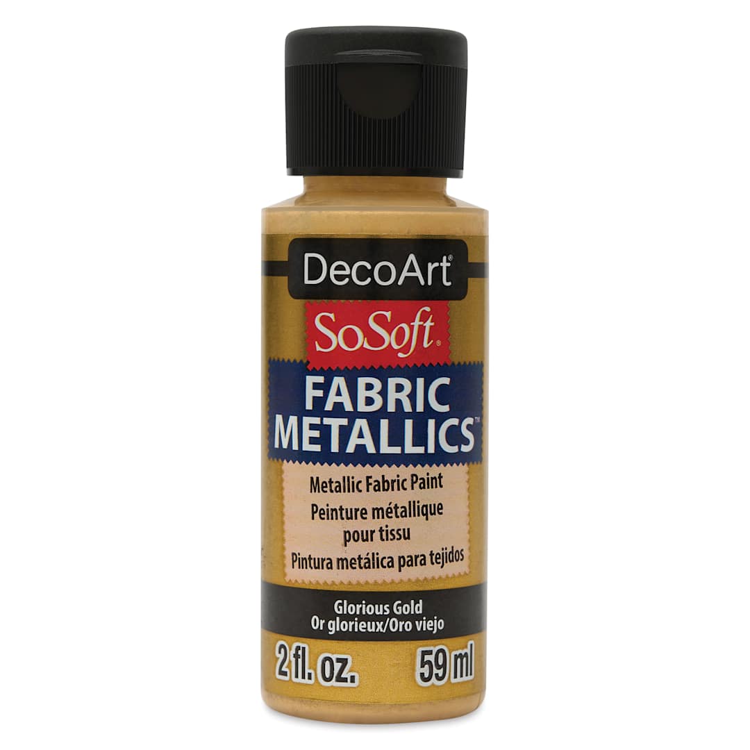 Open in modal - DecoArt SoSoft Fabric Metallic Paint - Glorious Gold, 2 oz, Bottle