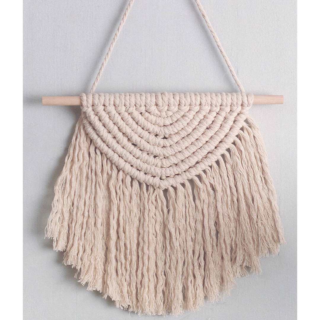 Open in modal - Leisure Arts Macramé Half Circle Kit, completed hanging on wall