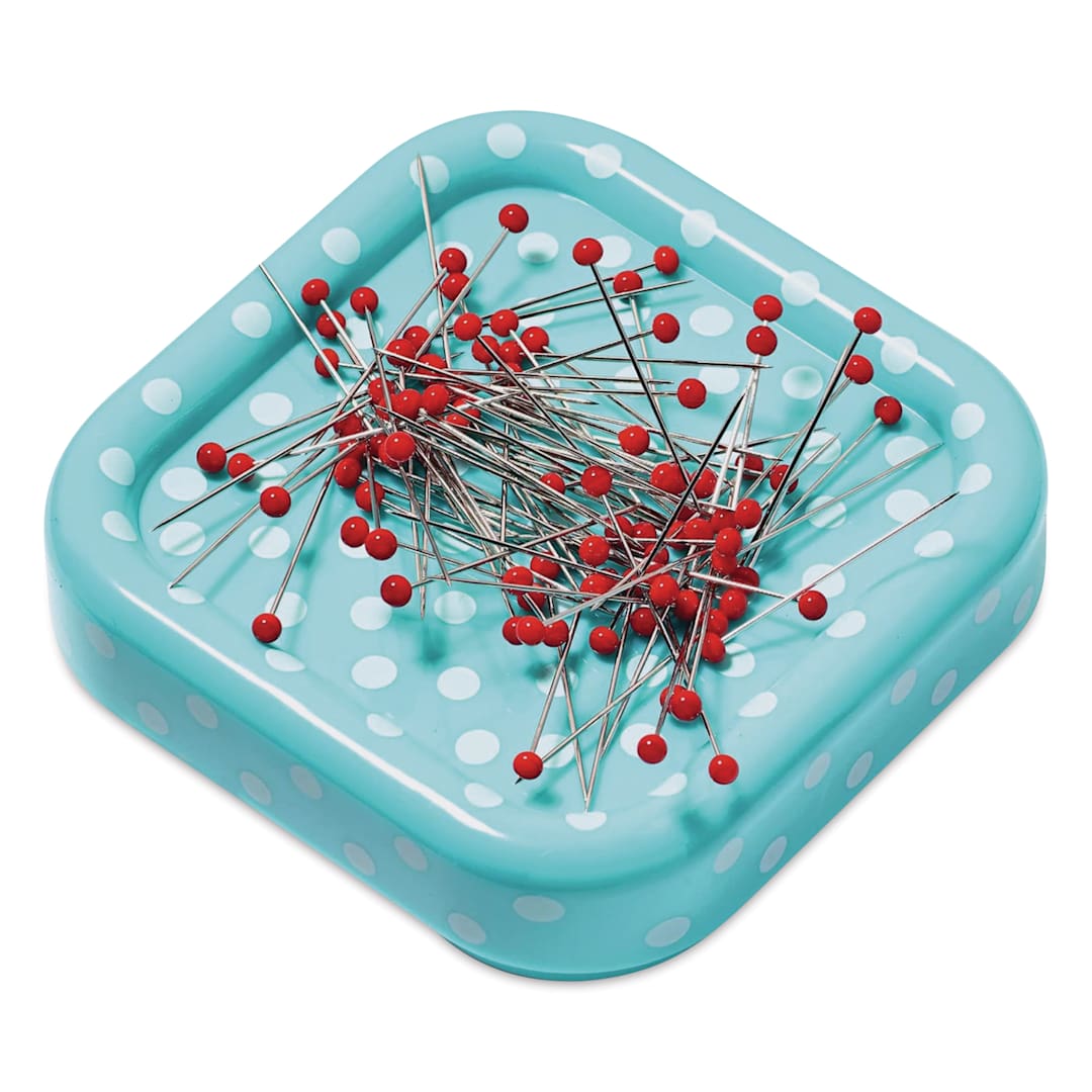 Open in modal - Prym Love Magnetic Pin Cushion Dish - Square with Pins (At an angle)