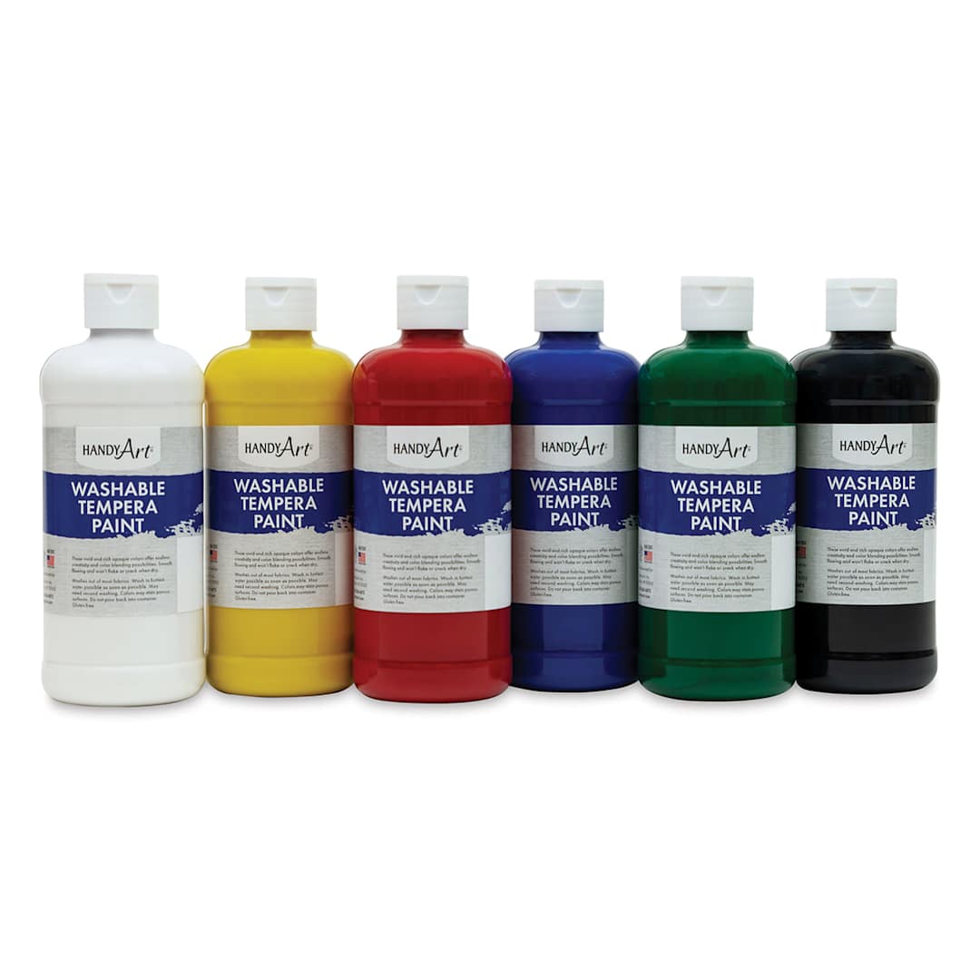 Open in modal - Handy Art Washable Paint - 6 colors of Pint bottles in row