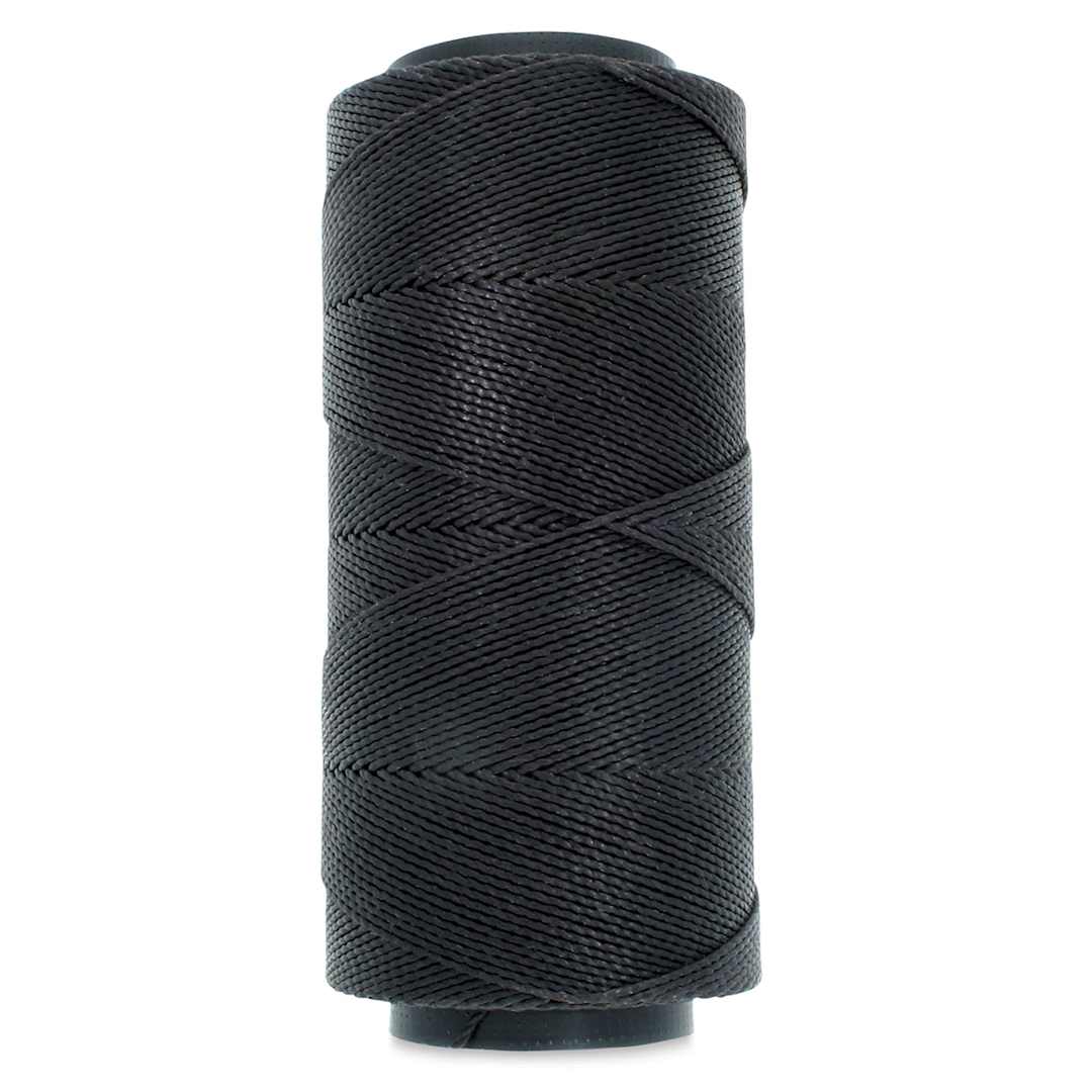 Open in modal - Beadsmith Knot-It Waxed Brazilian Cord - Black, spool of cord in upright position