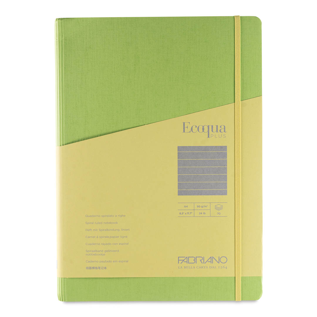 Open in modal - Fabriano Ecoqua Plus Hidden Spiral-Bound Notebook - Lime, 11-7/10" x 8-1/4", Ruled, front cover
