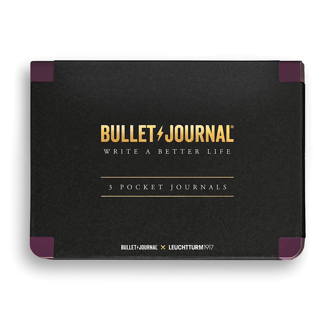 Open in modal - Leuchtturm1917 Bullet Journal Pocket Edition, Purple, Pkg of 3, front of packaging