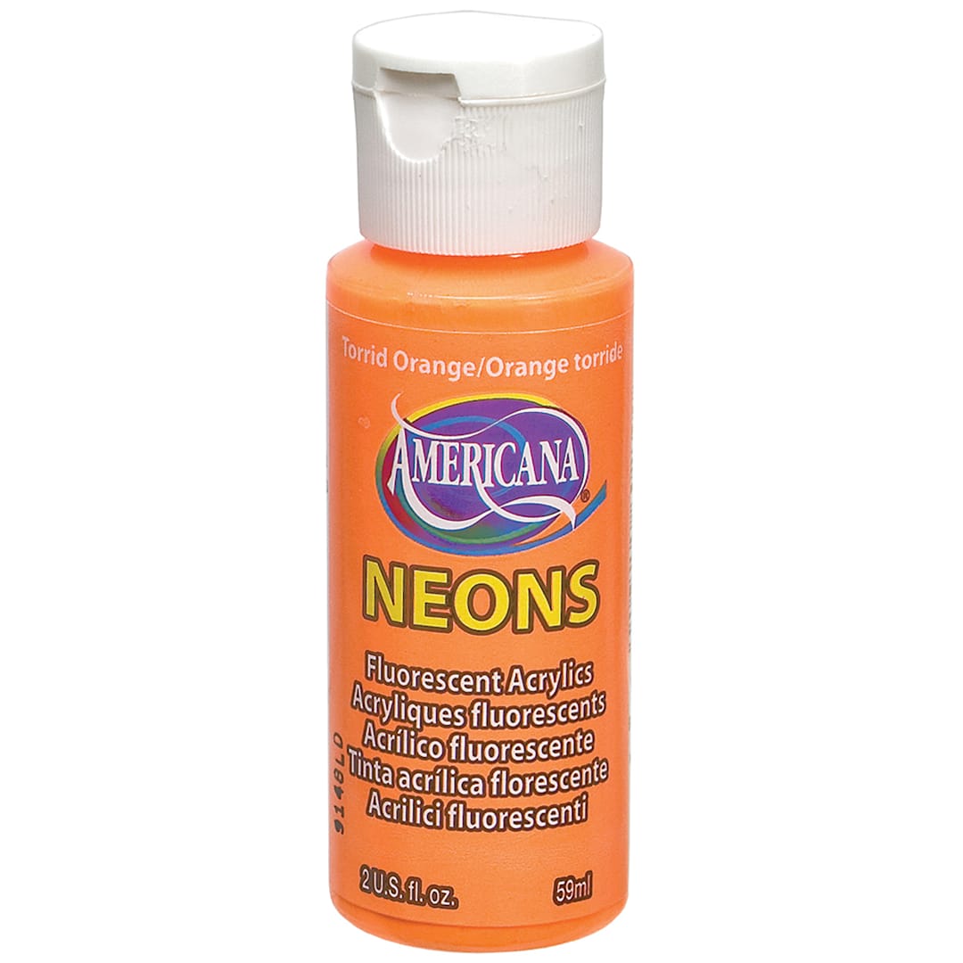 Open in modal - DecoArt Acrylic Paint -  Neon Torrid Orange, 2 oz