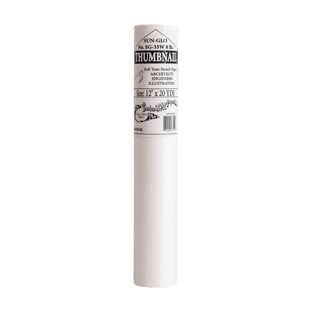 Open in modal - Borden & Riley #35C Sun-Glo Thumbnail Soft Tone Sketch Roll, White, 12 in x 20 yds.
