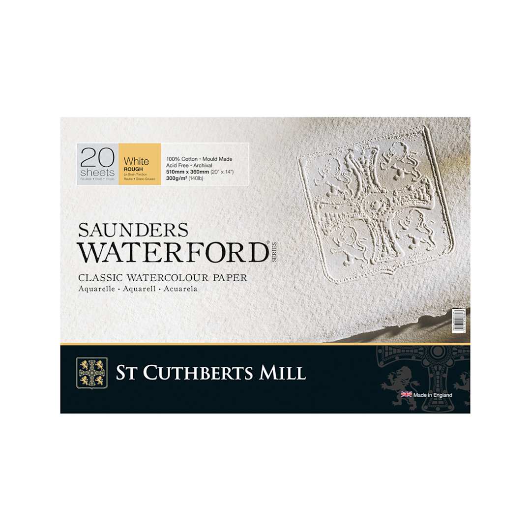 Open in modal - St Cuthberts Mill Saunders Waterford Watercolor Block, Rough, 20 in x 14 in, 20 Shts./Block