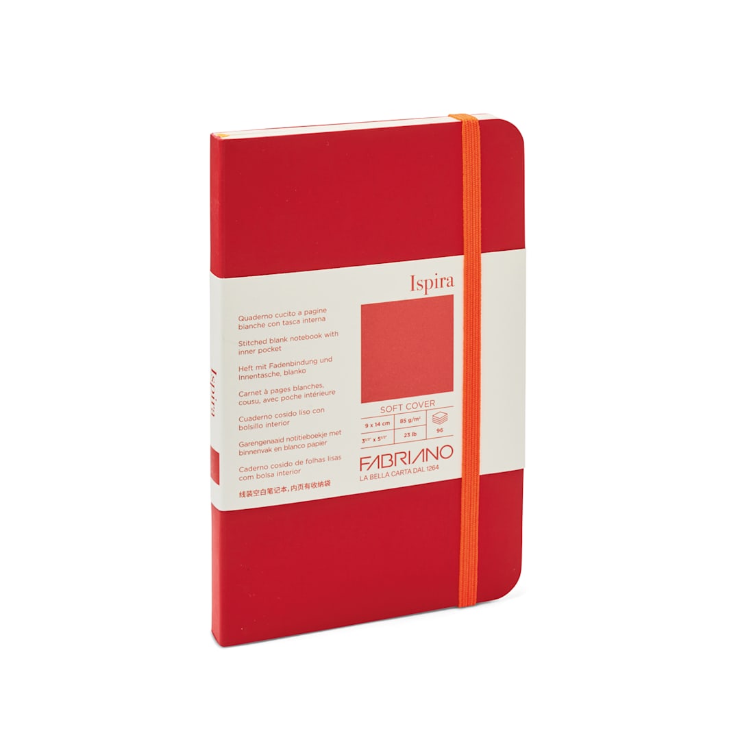 Open in modal - Fabriano Ispira Soft-Cover Notebook, 3.5 in x 5.5 in, Blank, Red