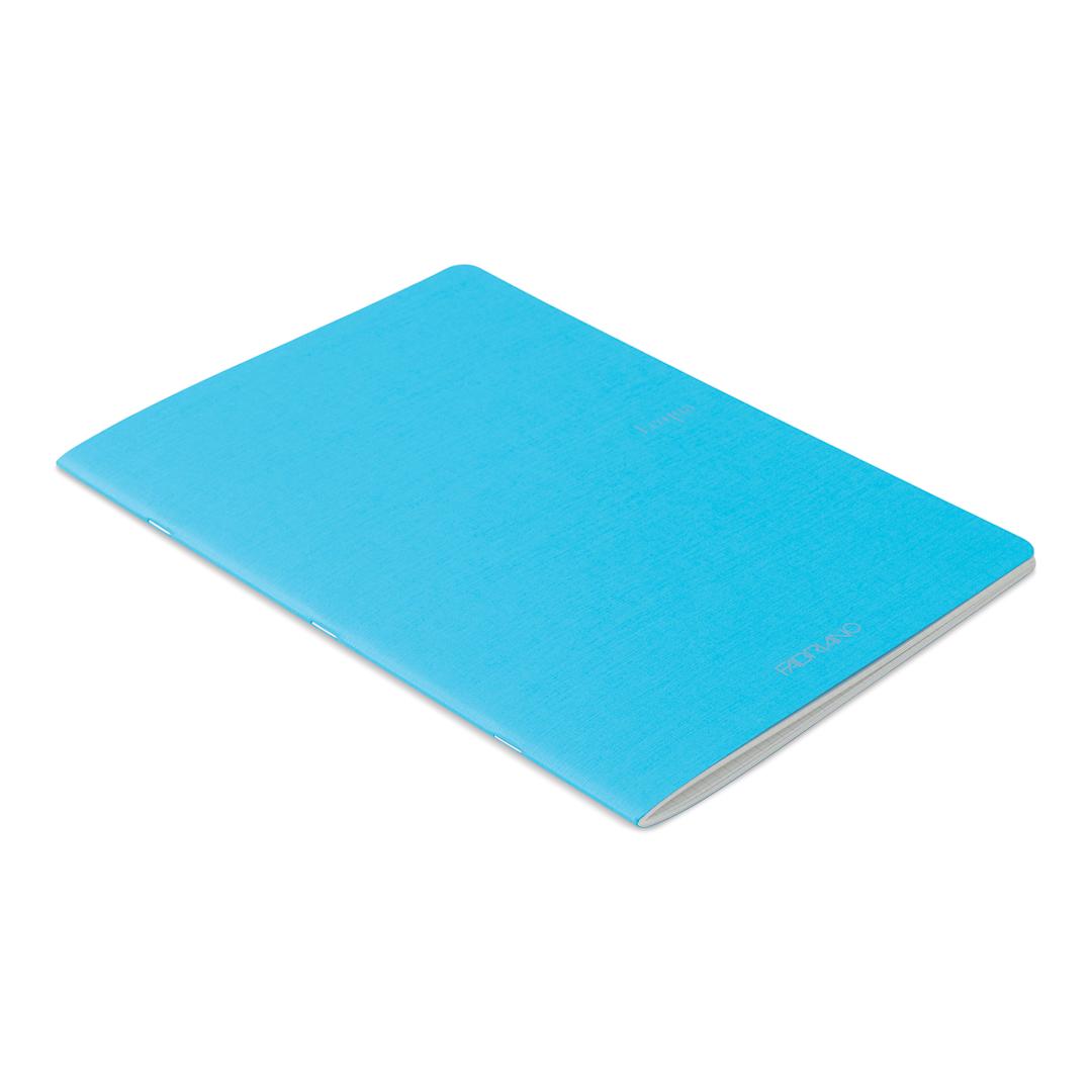Open in modal - Fabriano EcoQua Staplebound Notebook - Turquoise, 11.7" x 8.3", Graph (side view)