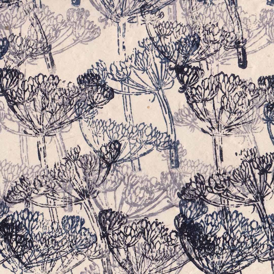 Open in modal - LAMALI Decorative Lokta Paper, 20 in x 30 in, Anise Flowers, Ombre, 3-Color Woodblock