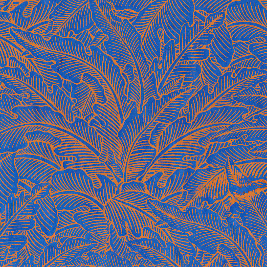Open in modal - LAMALI Decorative Lokta Paper, 20 in x 30 in, Greenery Medium, Blue, Rust Silkscreen
