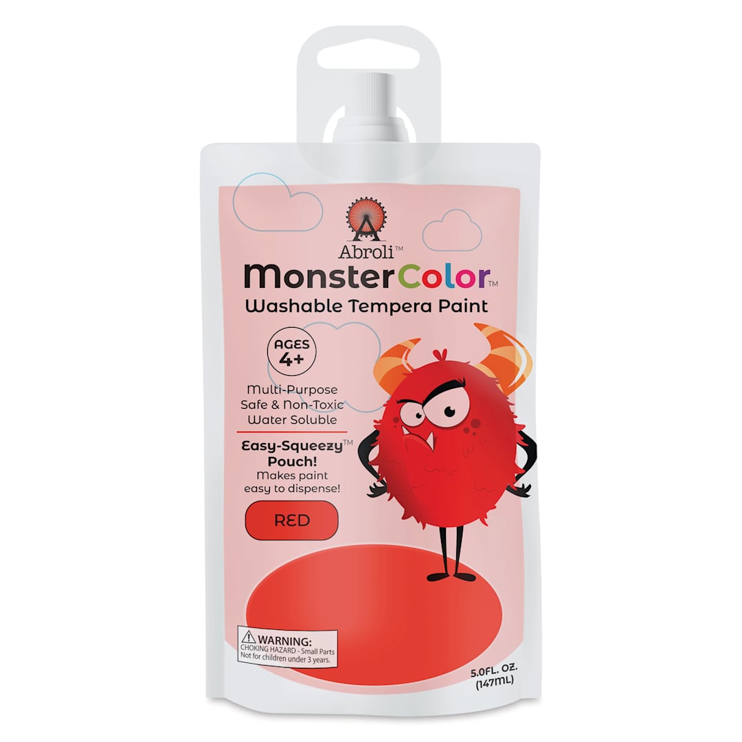 Open in modal - Abroli MonsterColor Washable Tempera Paint - Red, 5 oz Pouch, front