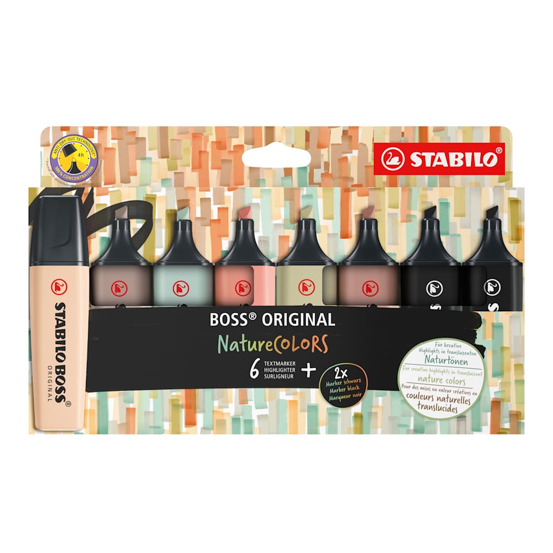 Open in modal - BOSS ORIGINAL NatureCOLORS Highlighter Set 8-Piece Wallet Set (Mud Green, earth Green, Umber, Sienna, Beige, Warm Grey & Two Black)