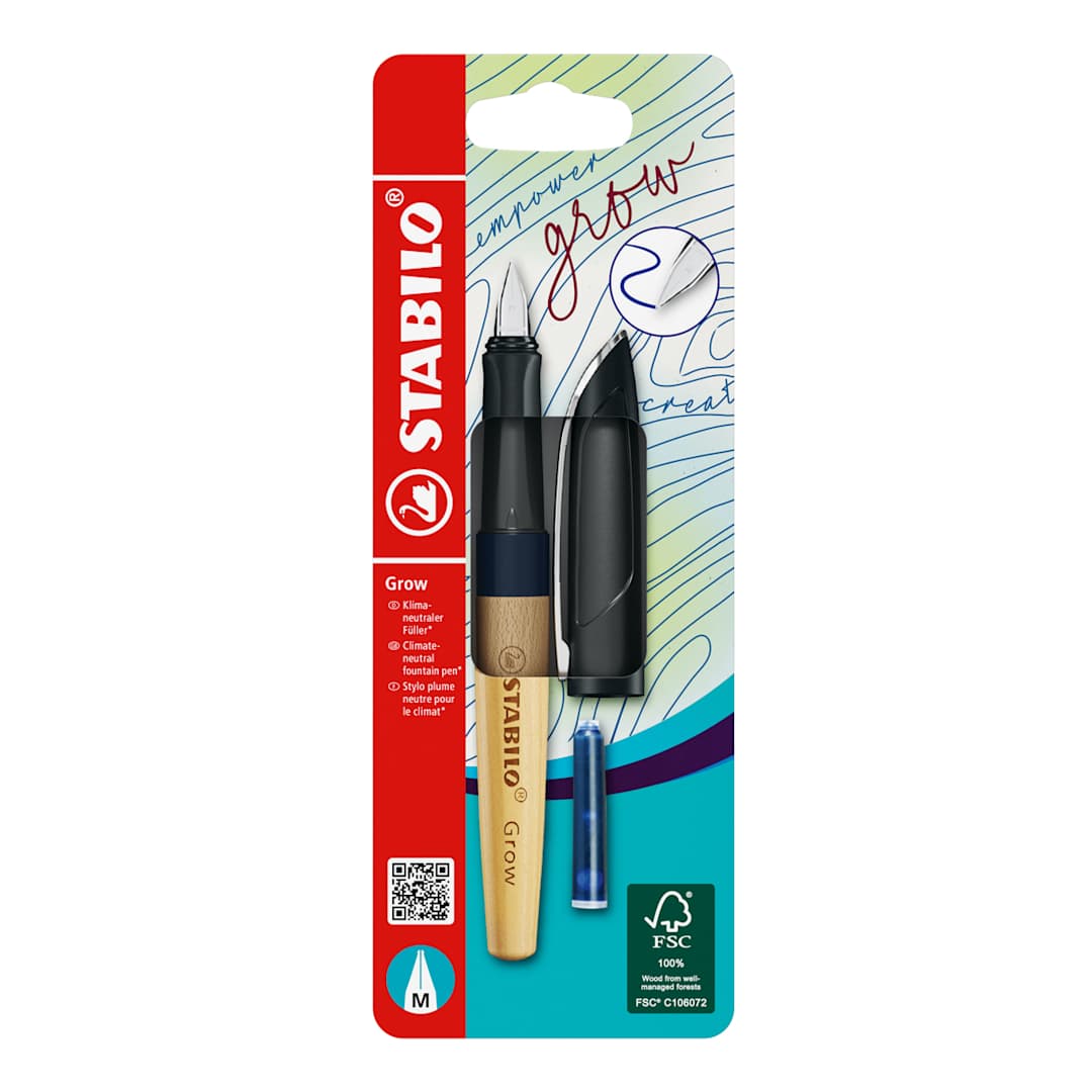 Open in modal - Grow Fountain & Ballpoint Pen Fountain Pen - Blueberry Blue/Beech