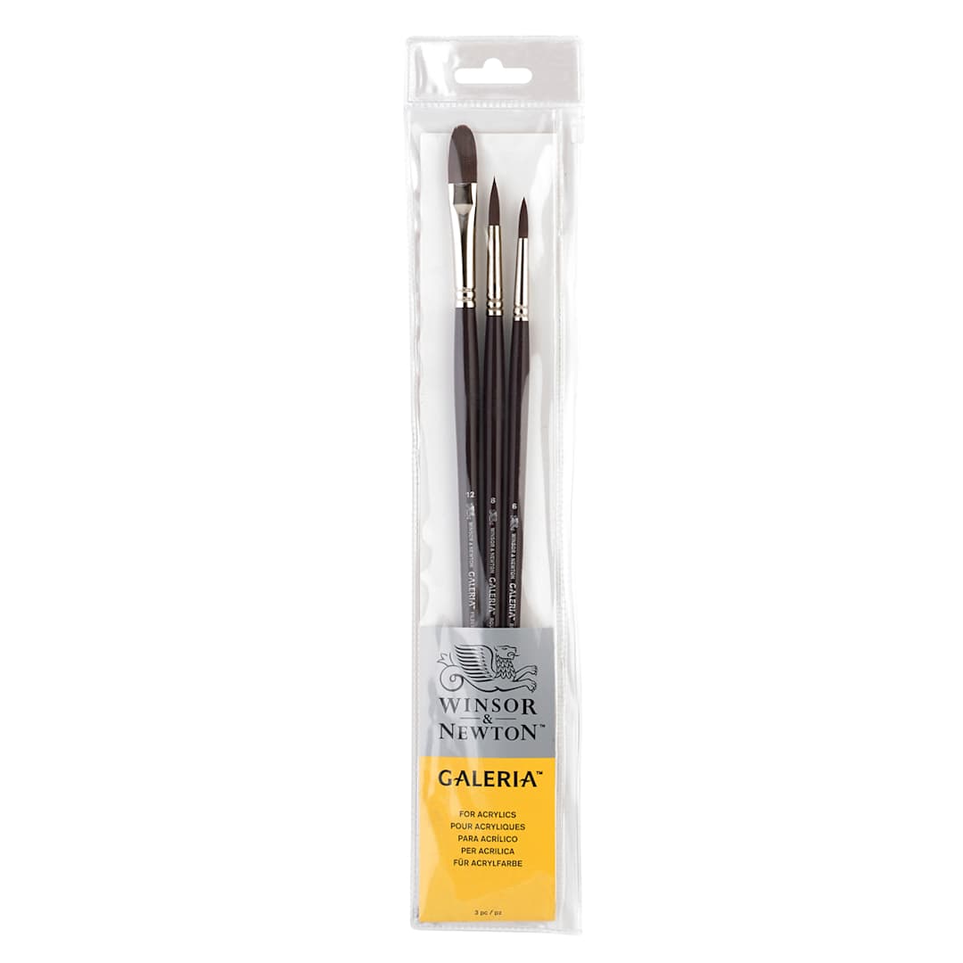 Open in modal - Winsor & Newton Galeria Brush Set, Long Handle, 3-Brushes