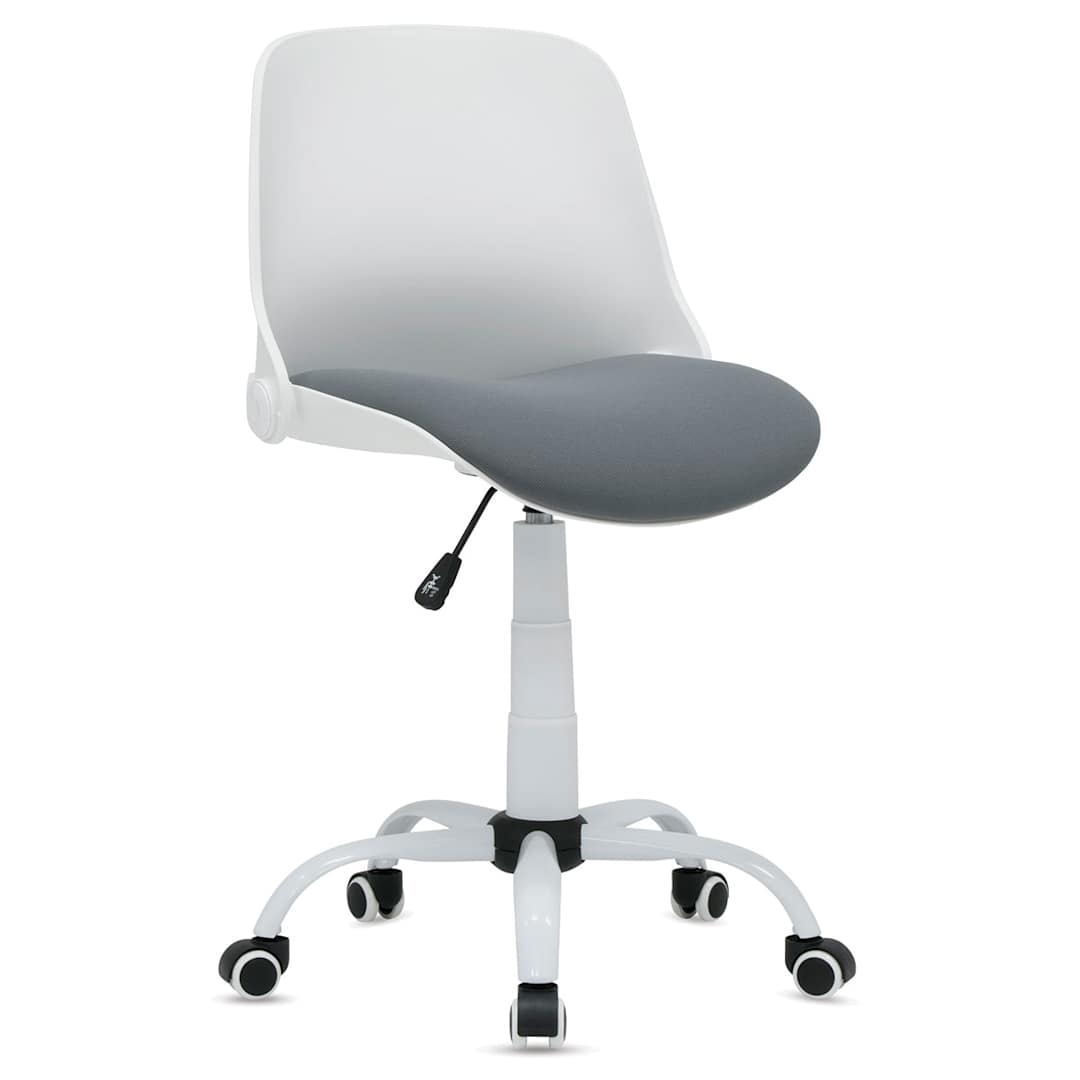 Open in modal - Studio Designs Folding Back Modern Swivel Office Task Chair - Angled view of White and Gray Chair