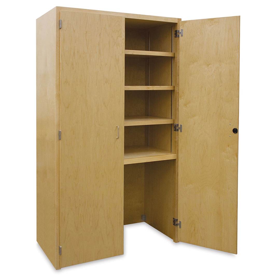 Open in modal - Hann Large Capacity Storage Cabinet with 4 Shelves and Garage, Maple