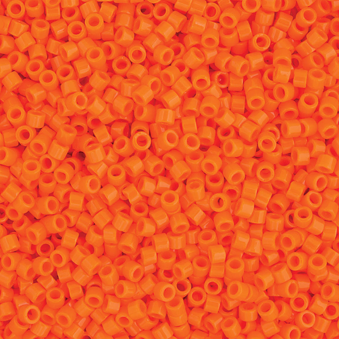 Open in modal - John Bead Miyuki Delica Glass Beads - Orange, Glossy (Close-up of beads)