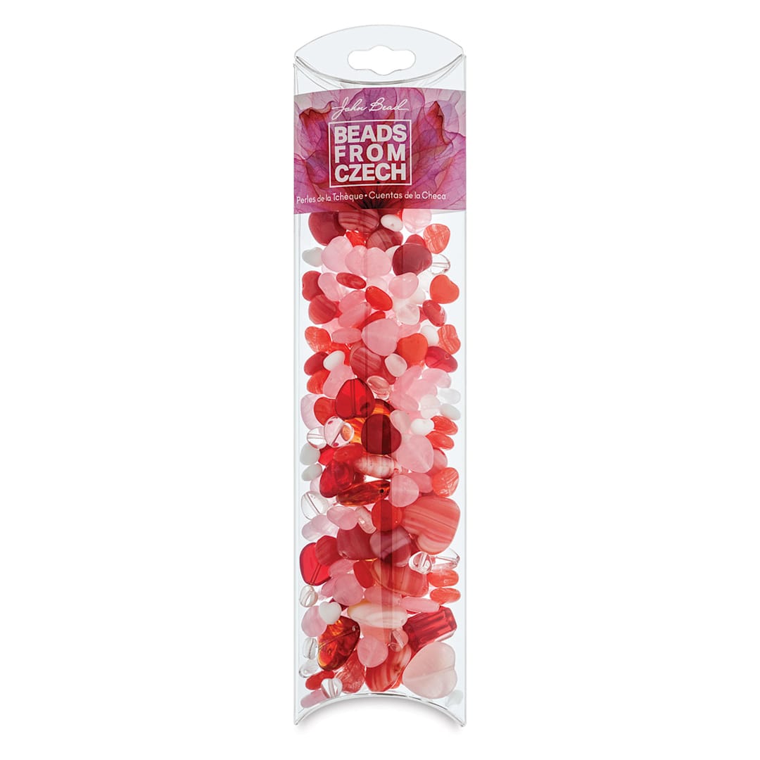 Open in modal - Czech Glass Bead Mixes - Pillow Box of Berry Smooth Beads upright