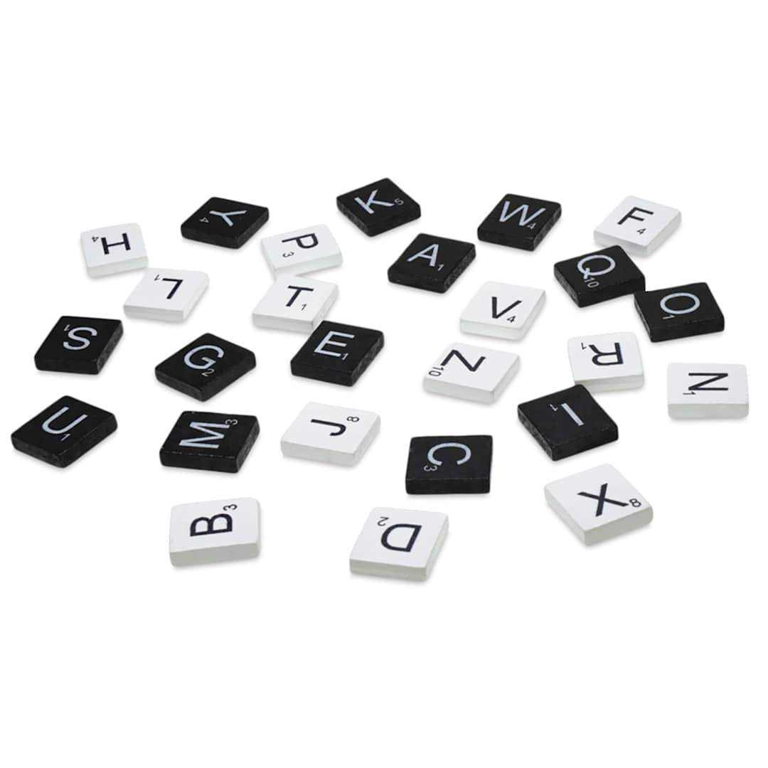 Open in modal - Craft Medley Letter Tiles - Black and White, Package of 26