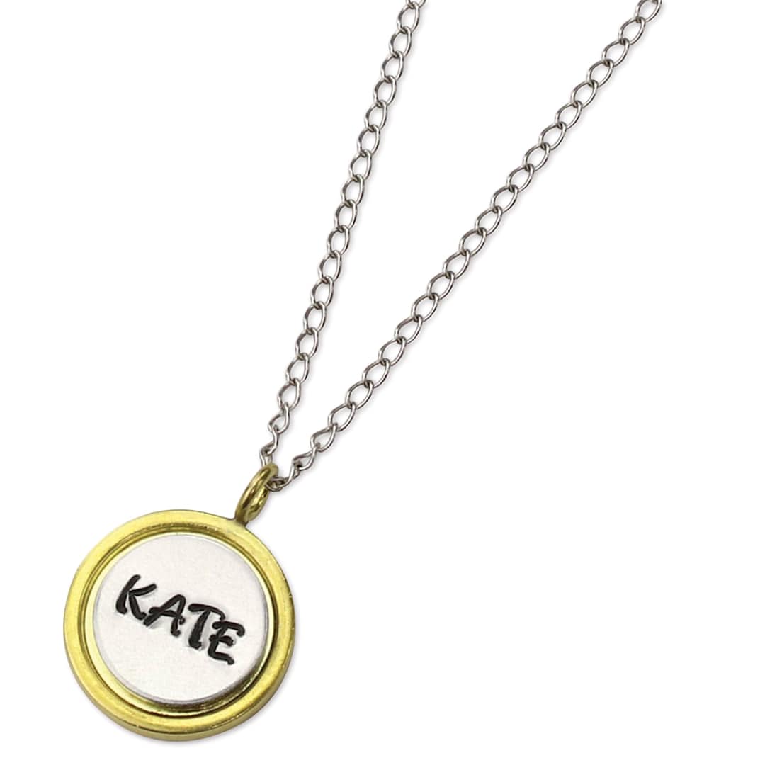 Open in modal - ImpressArt Stamp It Yourself Necklace Kit - Two-Tone Pendant, stamped pendant