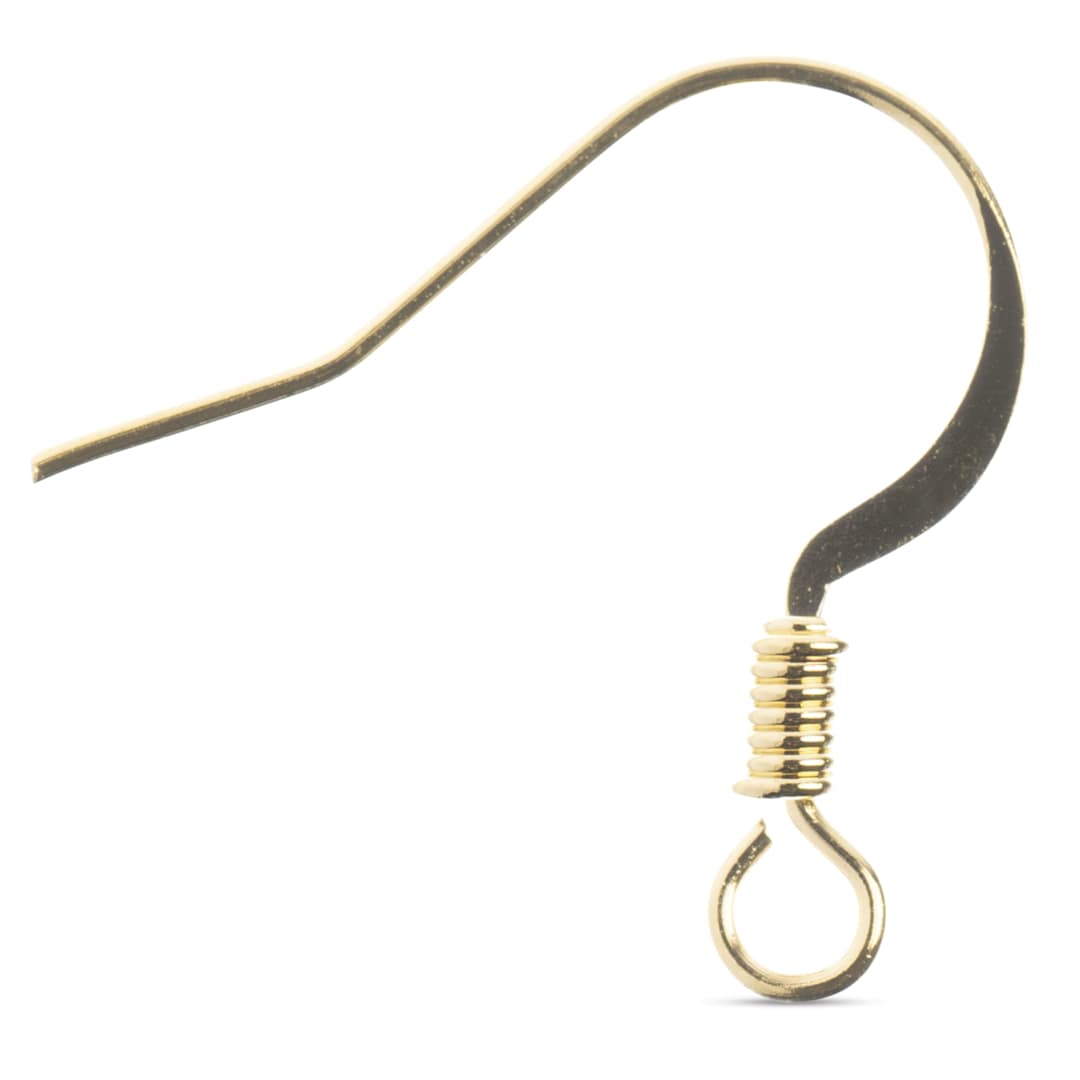 Open in modal - John Bead Must Have Findings Earwires - w/ Coil, Pkg of 60, Gold, 18 mm