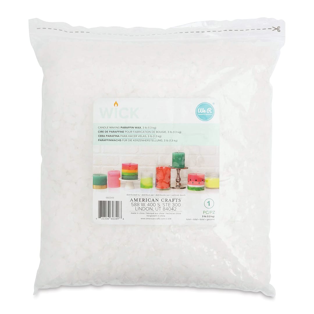 Open in modal - We R Memory Keepers Wick Candle Making Wax - Paraffin Wax, 3 lb (Front of packaging)