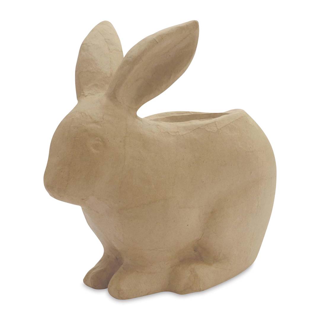 Open in modal - DecoPatch Paper Mache Planter - Angled view of Bunny planter