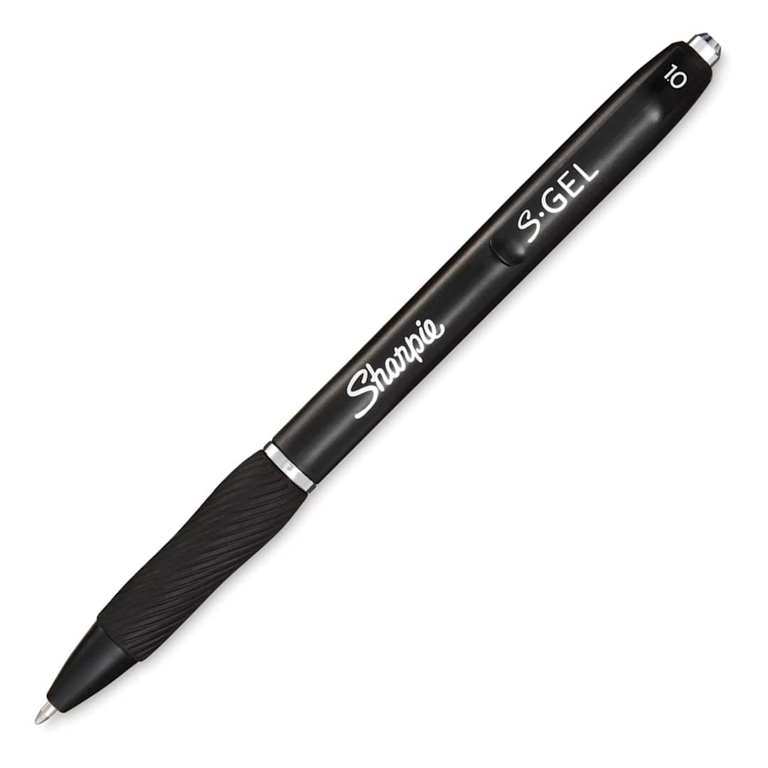 Open in modal - Sharpie S-Gel Pens - Single Black Pen shown at angle

